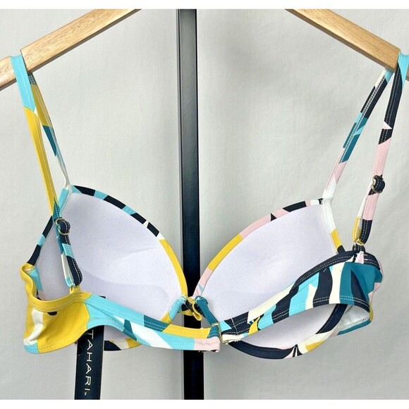 Tahari Bikini Set NWT Bold Large Padded Push Up Twist Top XL High Waist Bottoms - Picture 7 of 9